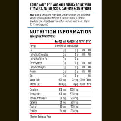 Applied Nutrition ABE (All Black Everything) Carbonated Can 12x330ml