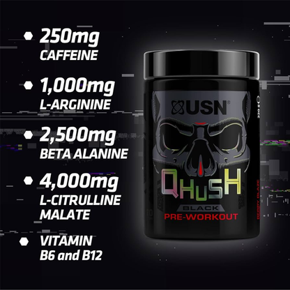 USN QHUSH Black Pre-Workout 220g BBE 03/26