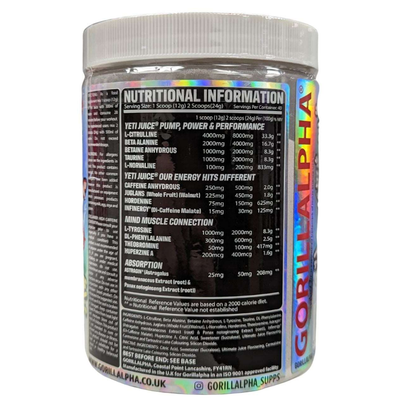 Gorillalpha Yeti Juice Pre-Workout 480g